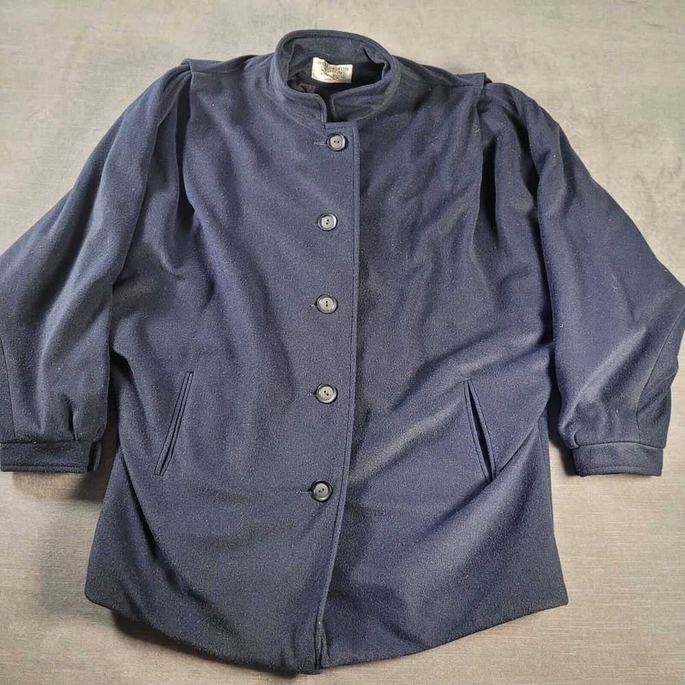 Vintage Wellington Fashions Kashmiracle Black Pea Coat Jacket Small Large